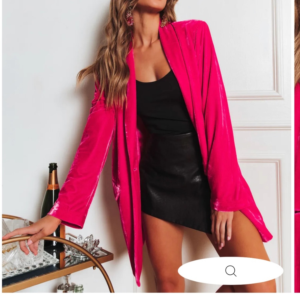 Fuchsia Velvet Relaxed Blazer